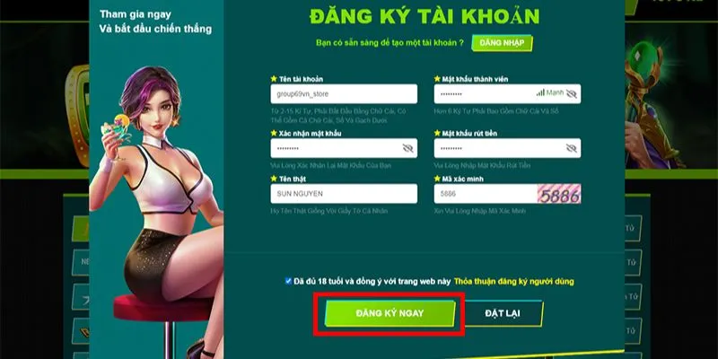 Điền form tạo tài khoản 69VN nhanh chóng nhất